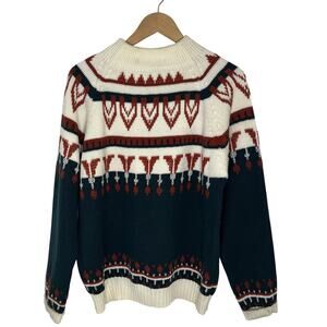 Vintage JC Penney Mockneck Geometric Nordic Print Ski Sweater - Men's Size Large